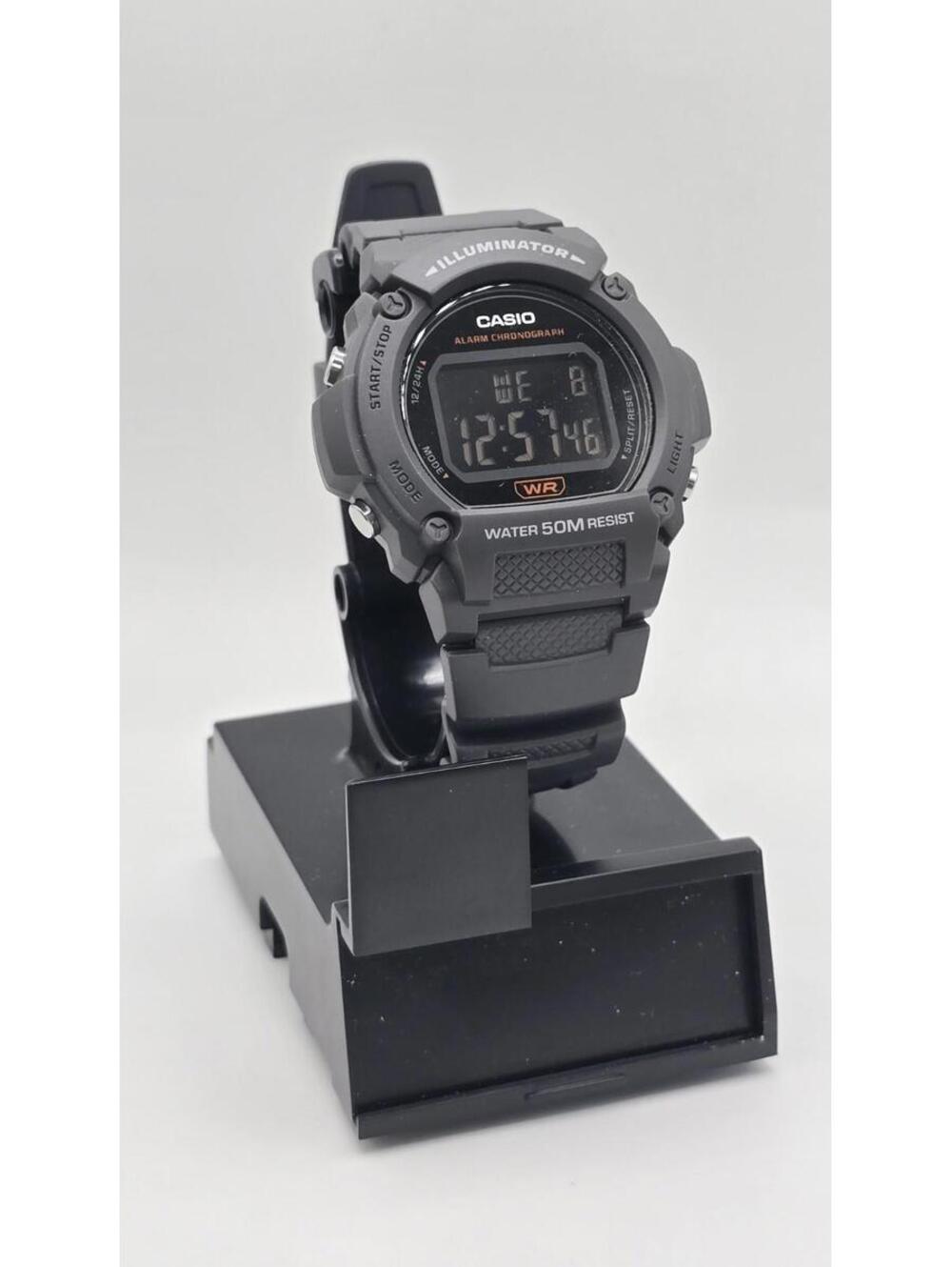 Casio W219H-8BV, Chronograph Watch, Black Resin Band, Alarm, Illuminator, NEW